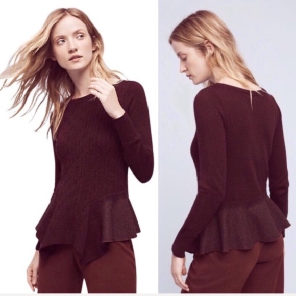 Anthropologie Sweaters - Anthropologie Maroon Crew Neck Sweater